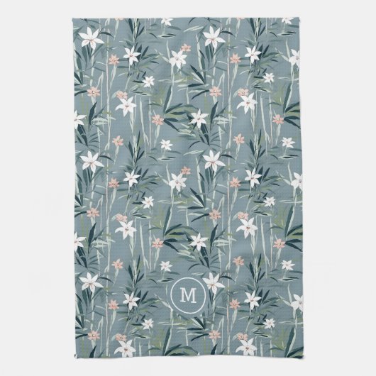 花日本の柄 キッチンタオル (縦)