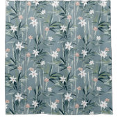 花日本の柄 シャワーカーテン (正面)