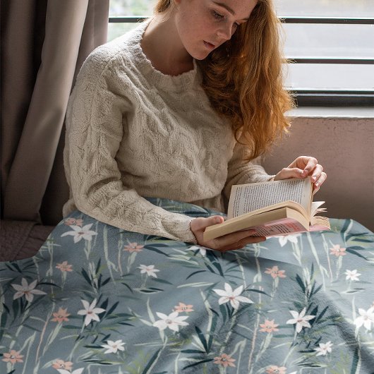 花日本の柄 フリースブランケット