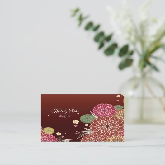 花日本の柄 名刺 (スタンド正面)