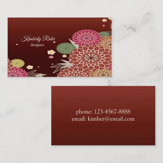 花日本の柄 名刺 (正面/裏面)