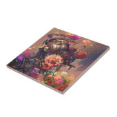 花明るい赤紫色イエローピンクスチームパンクデジタルアート タイル (側面)