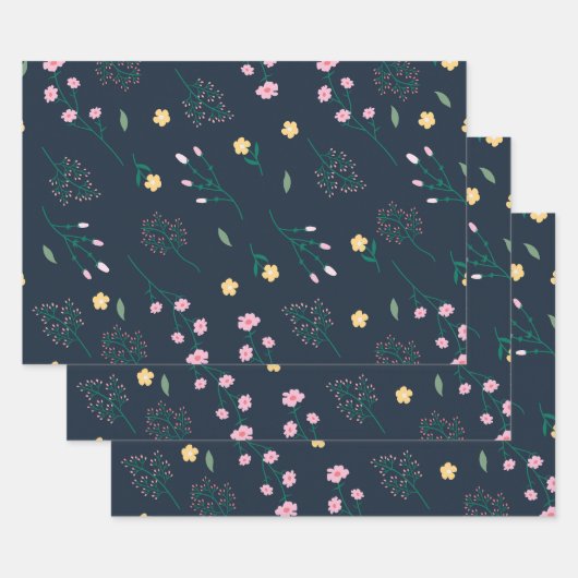 花春咲きフローラシームレス ラッピングペーパーシート (セット)