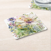 花時計ウォールクロック スクエアペーパーコースター (アングル)