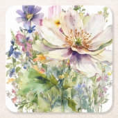 花時計ウォールクロック スクエアペーパーコースター (正面)