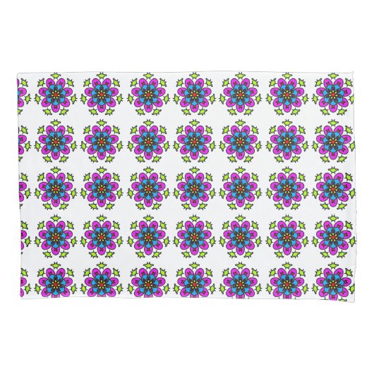 花曼荼羅模様 枕カバー (正面)