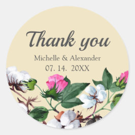 花木綿花。フローラ結婚の感謝 ラウンドシール