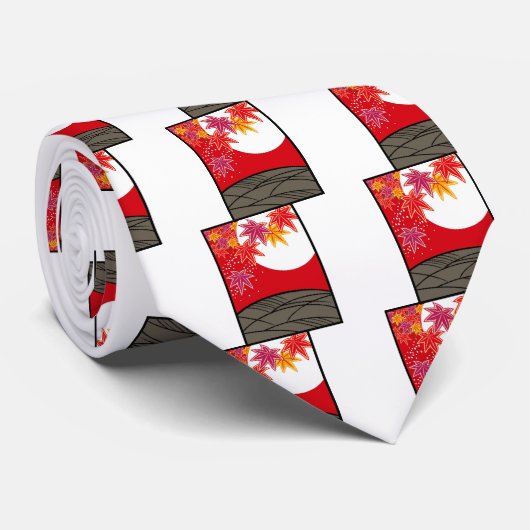 花札 坊主 八月 紅葉 ネクタイ (ロール)