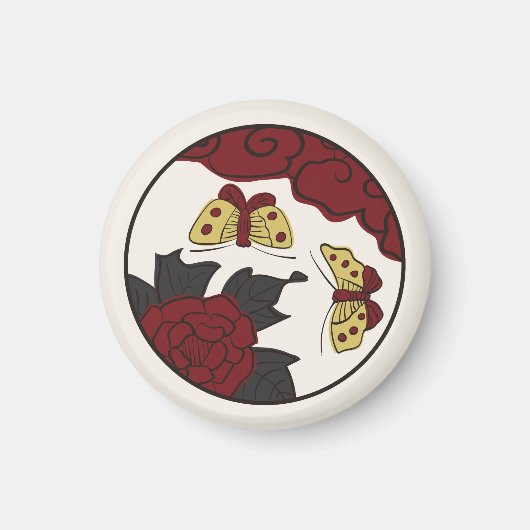 花札『牡丹尼町』 マグネット (正面)