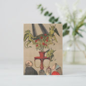 花束からカバーを取り外す緑のバラ ポストカード (スタンド正面)