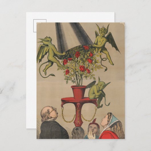 花束からカバーを取り外す緑のバラ ポストカード (正面/裏面)