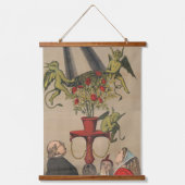 花束からカバーを取り外す緑のバラ 吊り下げ型タペストリー (正面)