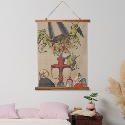 花束からカバーを取り外す緑のバラ 吊り下げ型タペストリー (寝室)