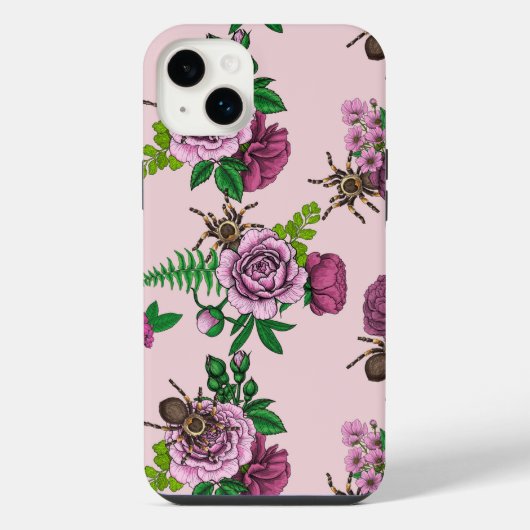 花束とタランチュラ iPhoneケース (裏面)