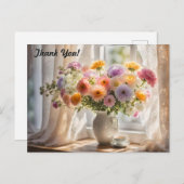 花束とティーカップの朝 ポストカード (正面/裏面)