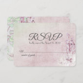 花束と蝶のユリRSVP 出欠カード (正面/裏面)