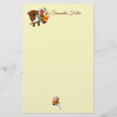 花束のついた甘い茶色のテディベア 便箋 (正面)