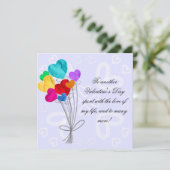 花束のハート紙バルーンバレンタインデー シーズンカード (スタンド正面)