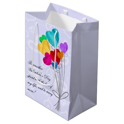 花束のハート紙バルーン ミディアムペーパーバッグ (正面アングル)