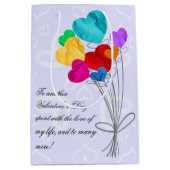 花束のハート紙バルーン ミディアムペーパーバッグ (正面)