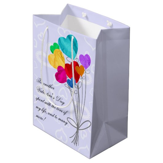 花束のハート紙バルーン ミディアムペーパーバッグ (裏面アングル)