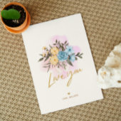 花束のバレンタインカード ラブユーのメッセージ カード