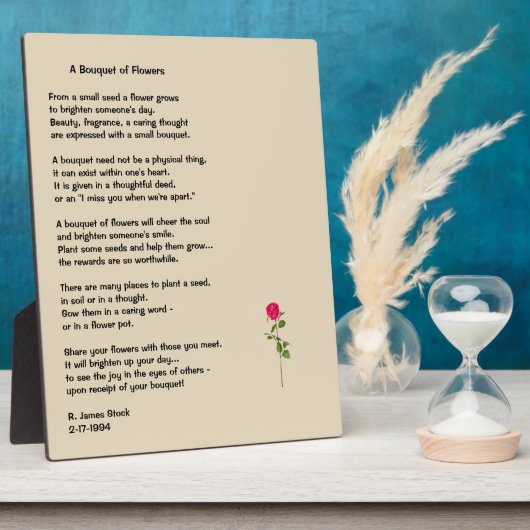 花束の上に詠まれた詩「花束」 フォトプラーク (側面)