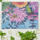 花束の付いたカラフルタオル キッチンタオル (折り畳み)