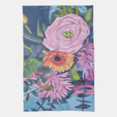 花束の付いたカラフルタオル キッチンタオル (縦)
