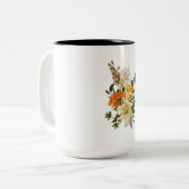 花束の手描きイラストレーション。 ツートーンマグカップ (正面左)