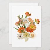 花束の手描きイラストレーション。 招待状 (正面/裏面)