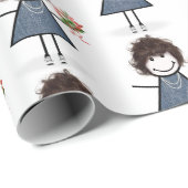 花束の棒人間少女 ラッピングペーパー (ロールコーナー)