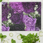 花束の紫色のカーネーション キッチンタオル (折り畳み)