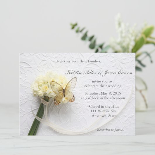 花束の結婚蝶 招待状 (スタンド正面)