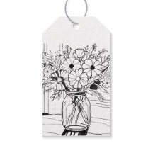 花束の絵のギフトタグ