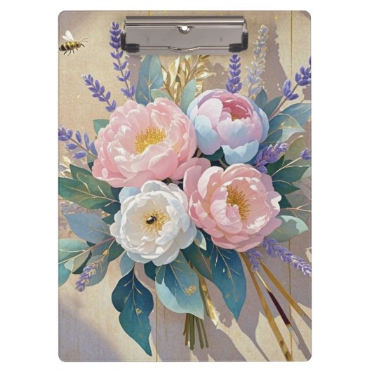 花束の芍薬とラベンダー クリップボード (正面)