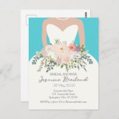 花束の花嫁のドレス ブライダルシャワー ポストカード (正面/裏面)