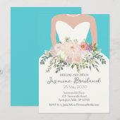 花束の花嫁のドレス ブライダルシャワー 招待状 (正面/裏面)