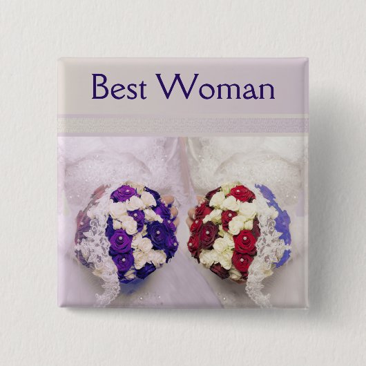 花束の花嫁の陽気な結婚式のための最も最高のな女性のバッジ 缶バッジ (正面)