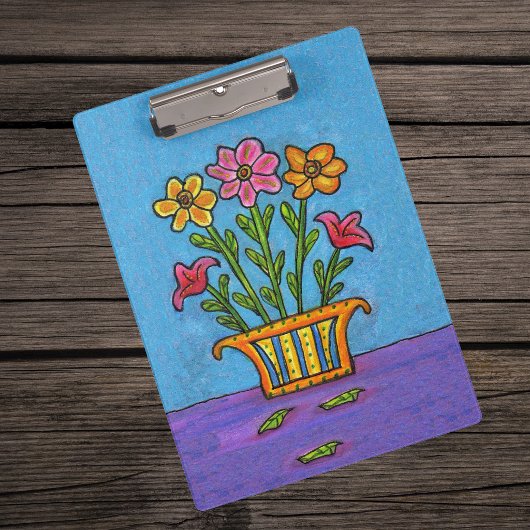 花束の花瓶 フォークアート クリップボード