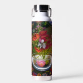 花束の赤い花クラシックフローラ静止時 ウォーターボトル (正面)