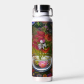 花束の赤い花クラシックフローラ静止時 ウォーターボトル (背面)
