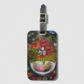 花束の赤い花クラシックフローラ静止時 ラゲッジタグ (正面縦)