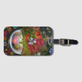 花束の赤い花クラシックフローラ静止時 ラゲッジタグ (正面横)