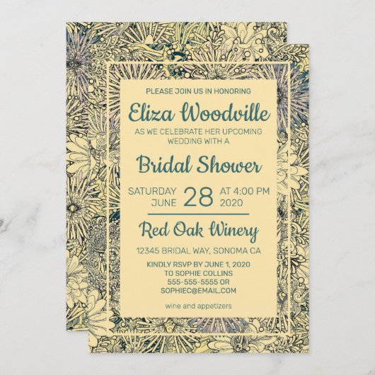 花束の黄色 招待状 (正面/裏面)