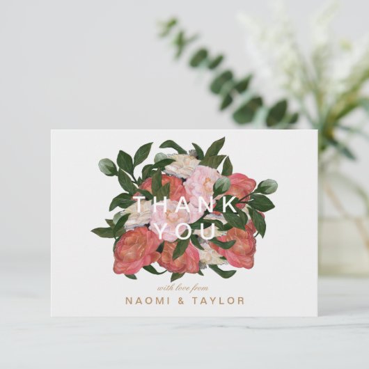 花束は/感謝していしています サンキューカード (スタンド正面)