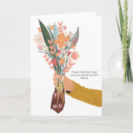 花束を持った手のバレンタイン写真2枚 カード