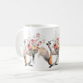 花束を持つかわいいリス コーヒーマグカップ (正面左)