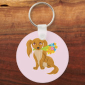 花束を持つ子犬 キーホルダー (正面)