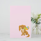 花束を持つ子犬 便箋 (スタンド正面)